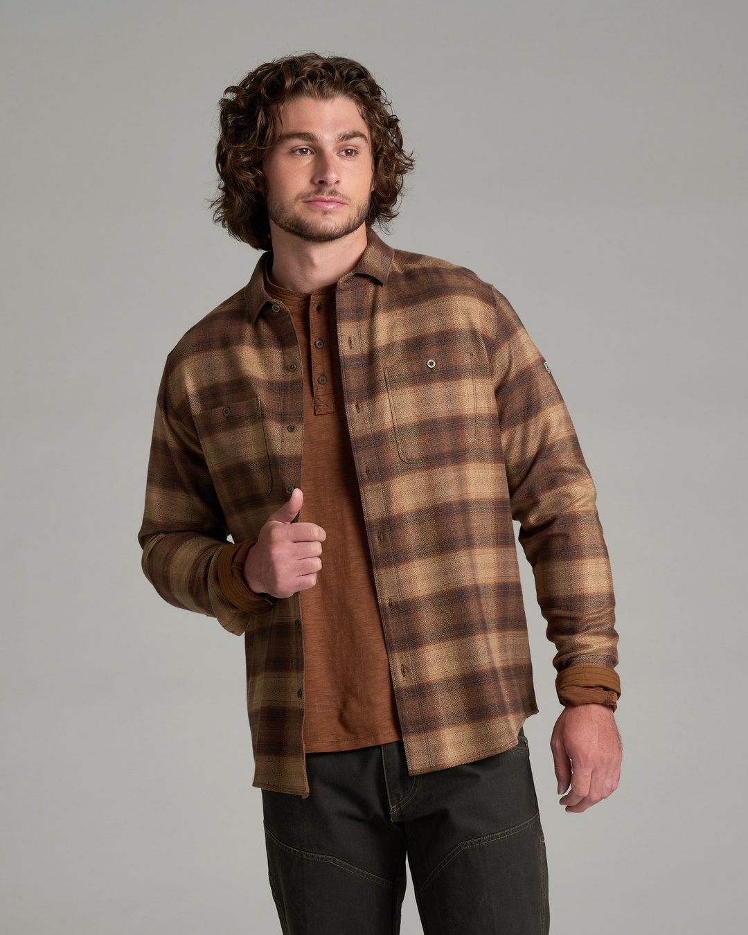 Kuhl Mens The Law LS Flannel Shirt in Vintage Leather