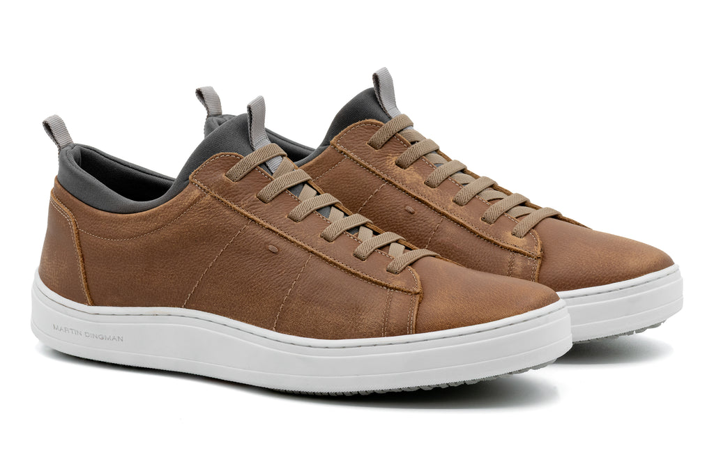 Martin Dingman Cameron Pebble Grain Sneaker in Old Saddle