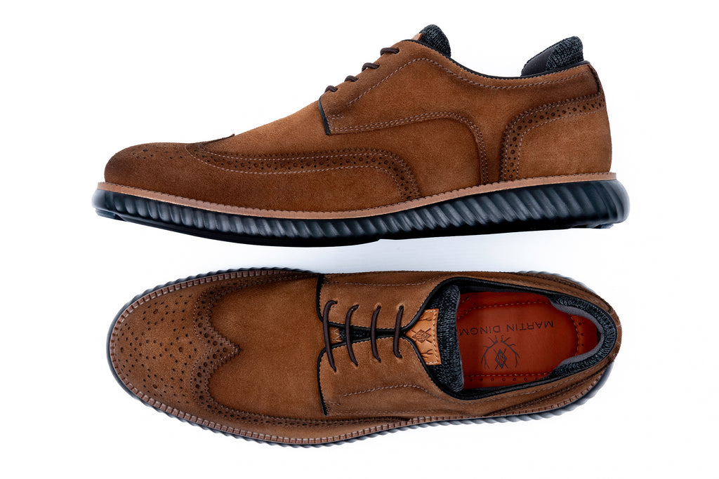 Martin Dingman Countryaire Suede Wingtip in French Roast