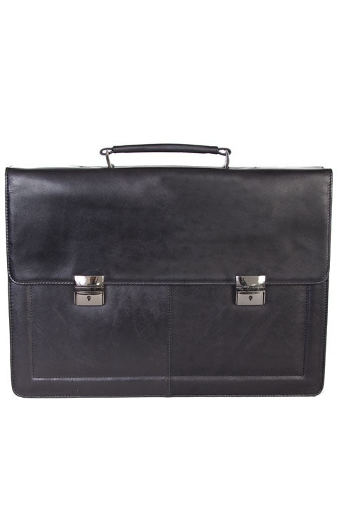 Scully Leather Laptop Briefcase in Black