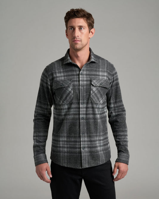Kuhl Mens Innovatr Knit Flannel Shirt in Graphite