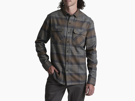 Kuhl Mens Rydr LS Flannel Shirt in Midnight Timber
