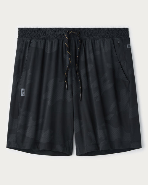 Rhone Mens 7" Unlined Pursuit Short in Black/Asphalt Camo