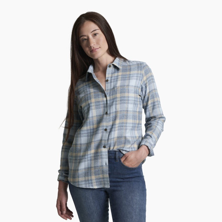 Womens Kuhl Whisper Flannel Shirt in Winter Sky