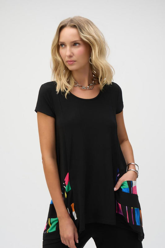 Womens Joseph Ribkoff Casual Color-Blocked Pullover in Black/Multi