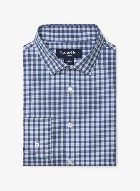 Mizzen + Main Leeward Trim Fit No Tuck Short Sleeve Sportshirt in Coastal Fjord Todos Plaid