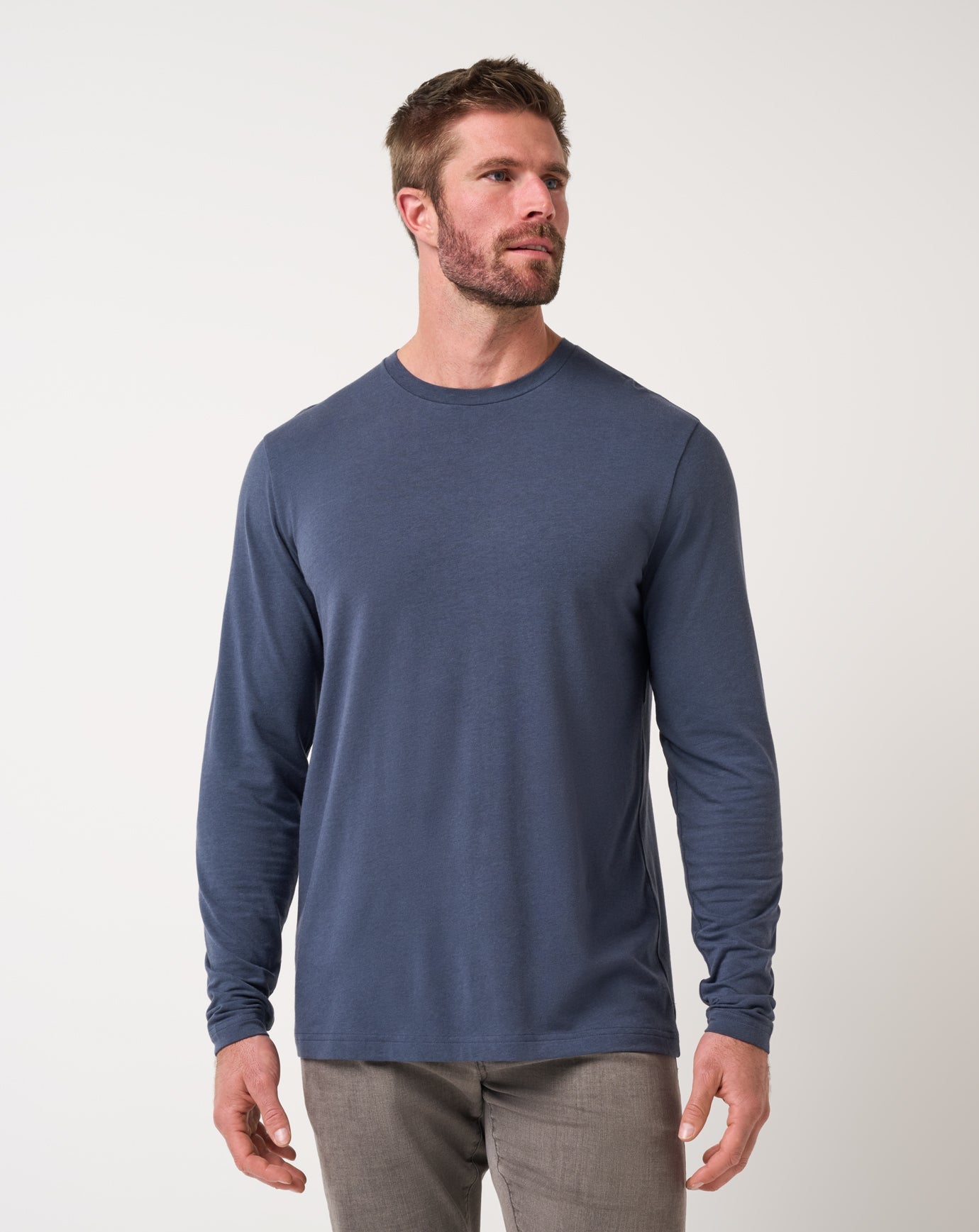 Travis Mathew Cloud Crew Long Sleeve Tee in Blue Nights