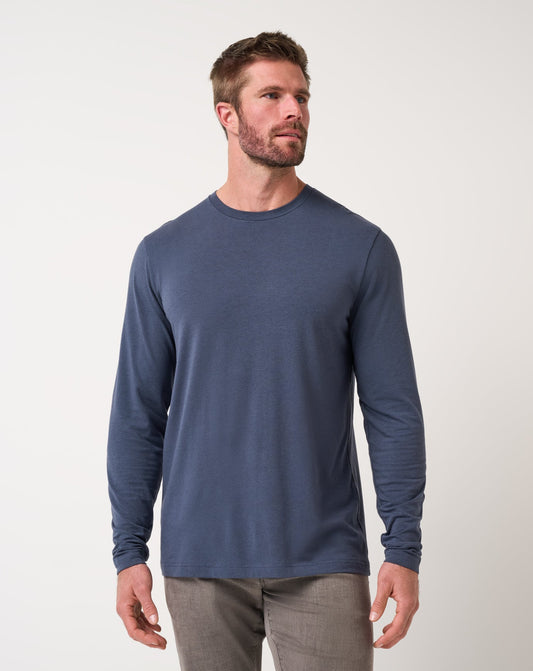 Travis Mathew Cloud Crew Long Sleeve Tee in Blue Nights