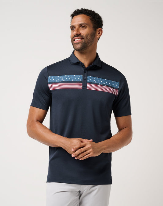 Travis Mathew Good Good Flag Polo in Total Eclipse