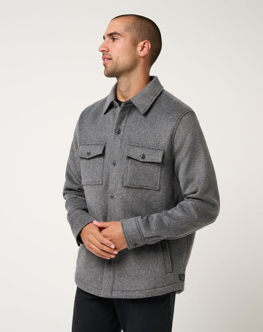 Travis Mathew Social Club Brushed Shirt Jacket in Dark Grey