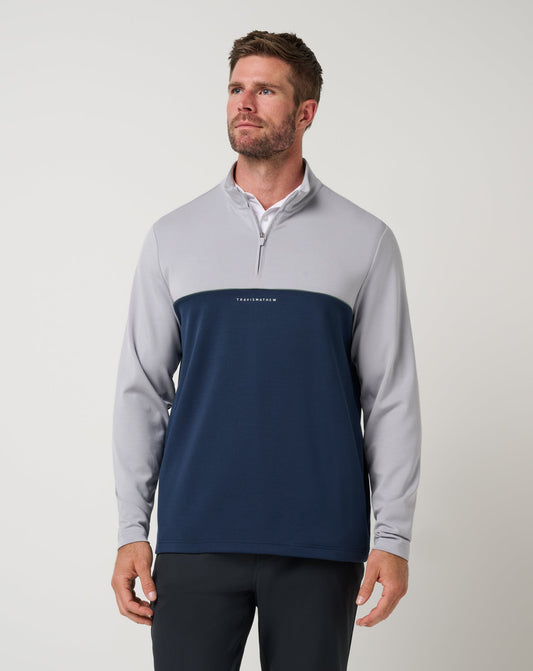 Travis Mathew Fibercloud Chest Block Quarter Zip in Light Grey