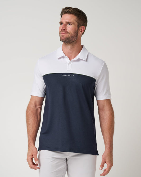 Travis Mathew Featherweight Color Block Polo in White