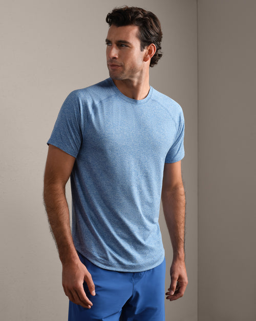 Rhone Mens Atmosphere Short Sleeve Tee in Deep Blue Sea Heather