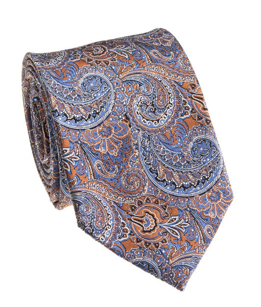 Pacific Silk 100% Silk Necktie in Light Brown Paisley