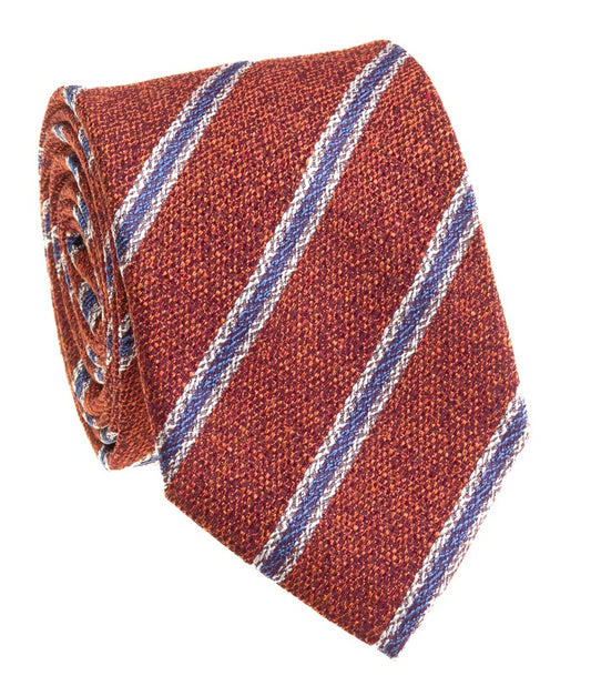 Pacific Silk Extra Long 100% Silk Necktie in Orange Diagonal Stripe