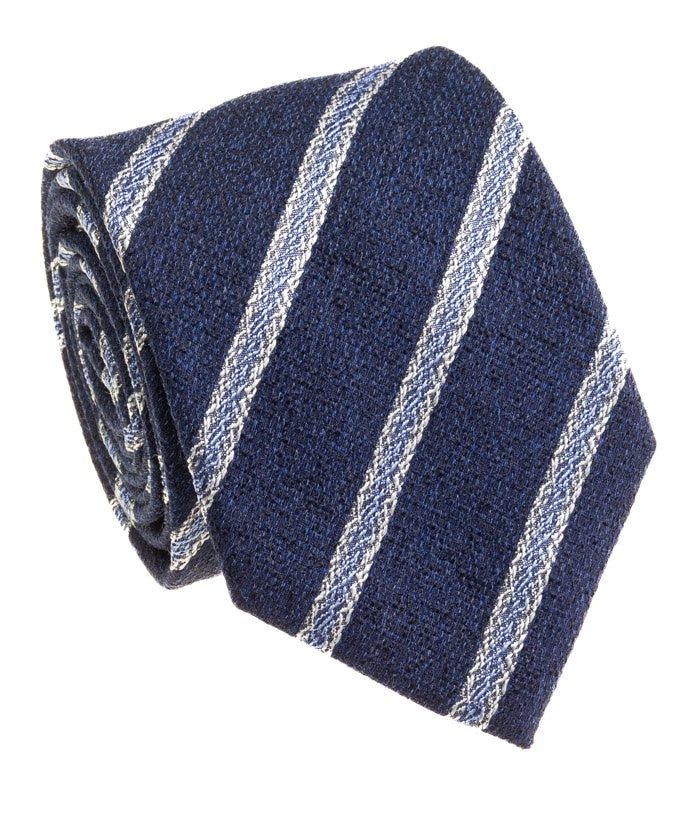 Pacific Silk 100% Silk Necktie in Navy Diagonal Stripe