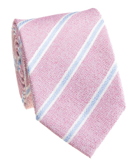 Pacific Silk 100% Silk Necktie in Pink Diagonal Stripe