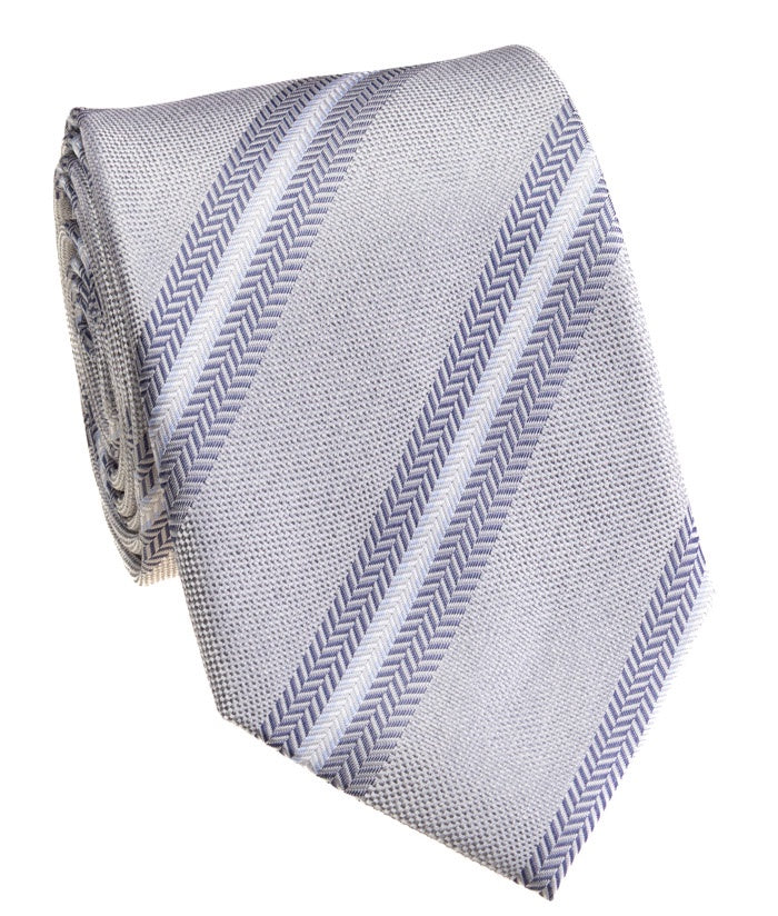 Pacific Silk 100% Silk Necktie in Silver Diagonal