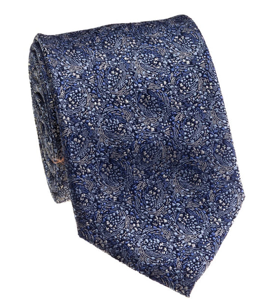 Pacific Silk 100% Silk Necktie in Dark Blue Pattern