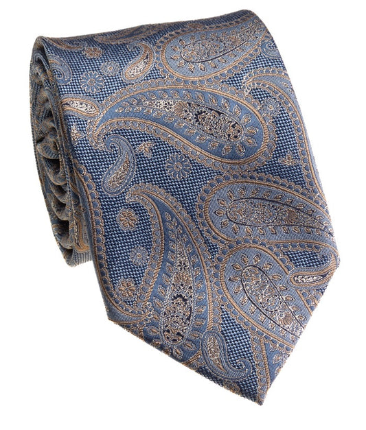 Pacific Silk 100% Silk Necktie in Blue Paisley
