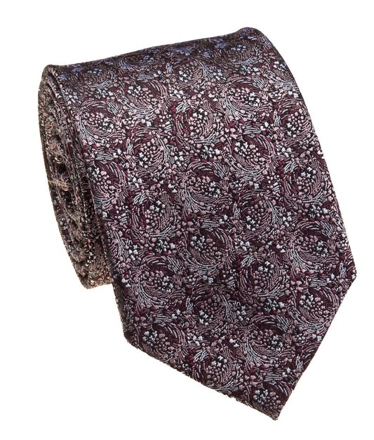 Pacific Silk 100% Silk Necktie in Wine Abstract Pattern