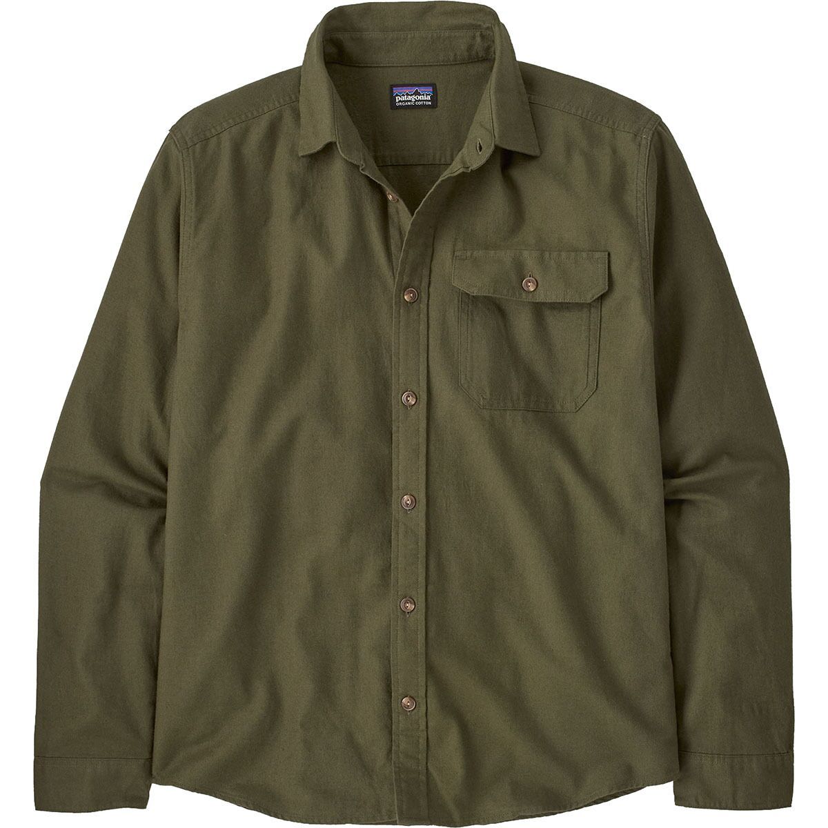 Patagonia Mens L/S Lightweight Fjord Flannel Shirt in Basin Green