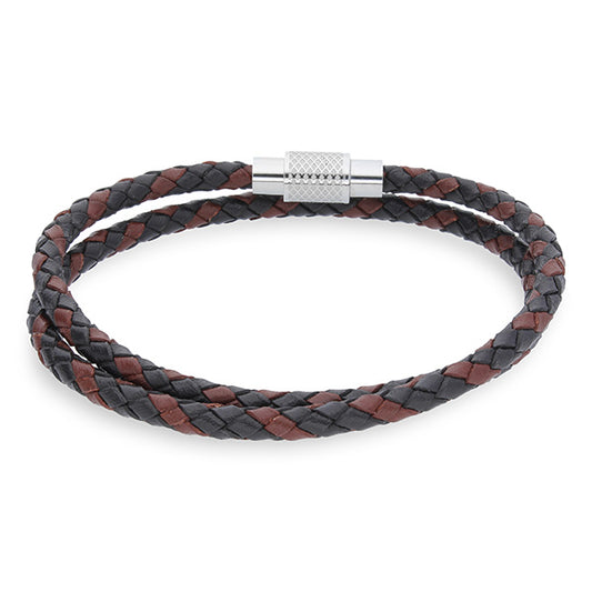 Pacific Silk Bracelet in Brown/Black Leather
