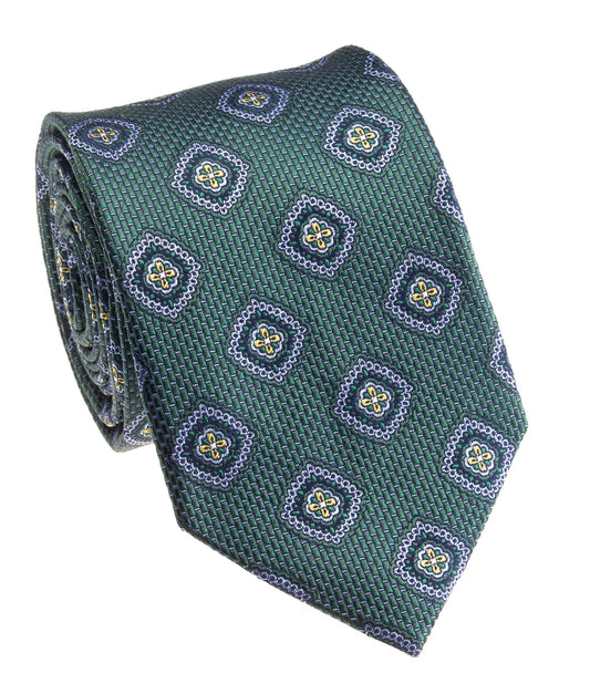 Pacific Silk 100% Silk Necktie in Green Pattern