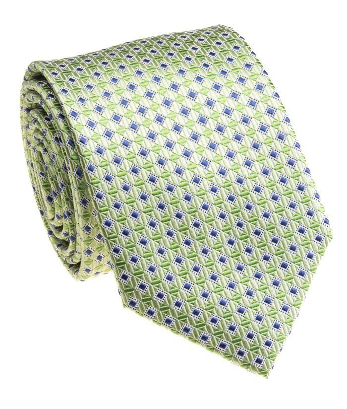 Pacific Silk 100% Silk Necktie in Green/Blue Pattern
