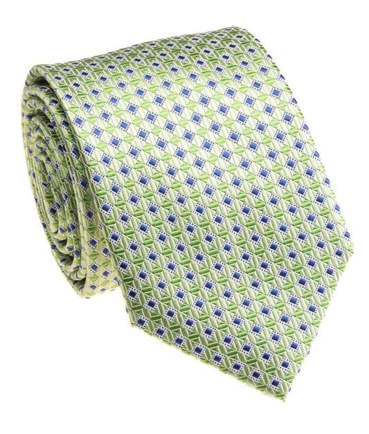 Pacific Silk 100% Silk Necktie in Green/Blue Pattern