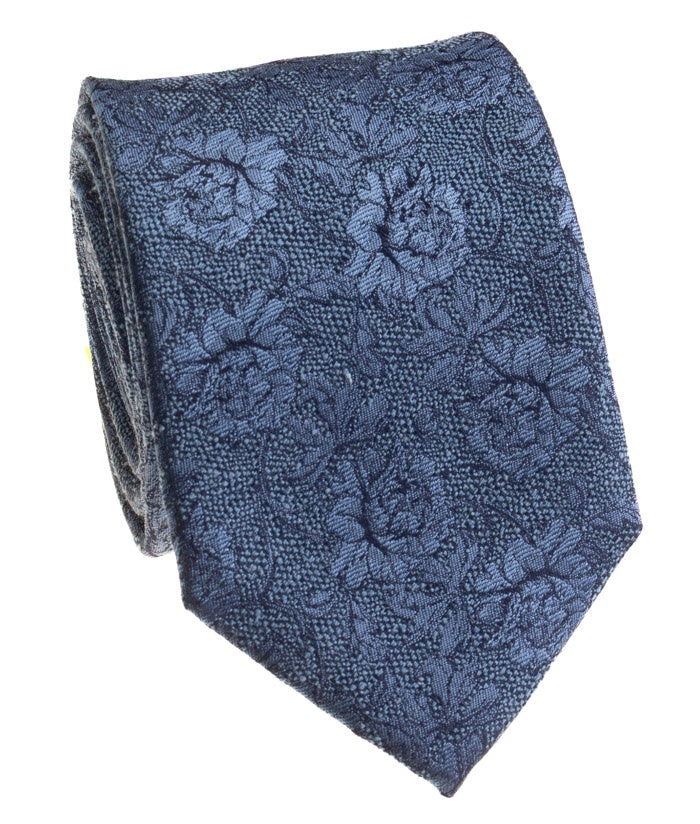 Pacific Silk 100% Silk Necktie in Petrol Floral
