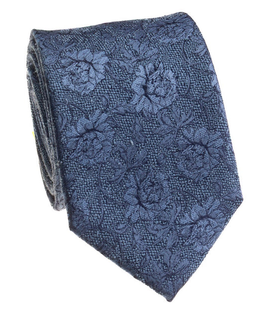 Pacific Silk 100% Silk Necktie in Petrol Floral