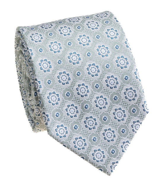 Pacific Silk 100% Silk Necktie in Sage Medallion
