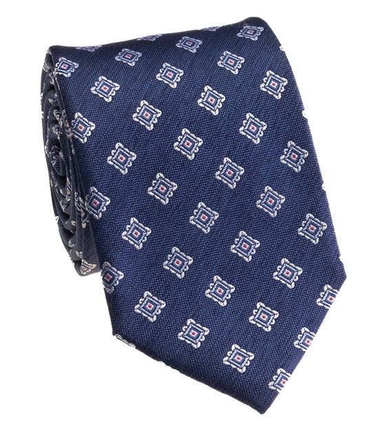 Pacific Silk 100% Silk Necktie in Navy Clip Pattern
