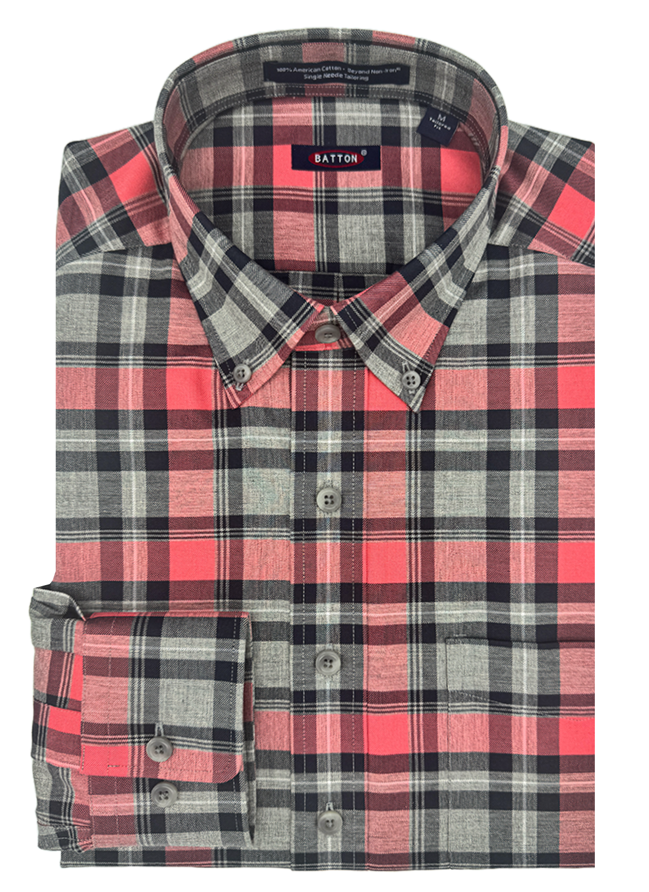 Hornor & Harrison Ballard Button Down Sport Shirt in Red/Grey Plaid