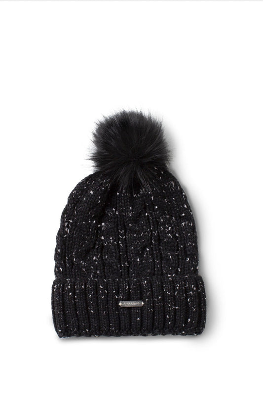 Womens Liverpool Cable Knit Beanie With Faux Fur