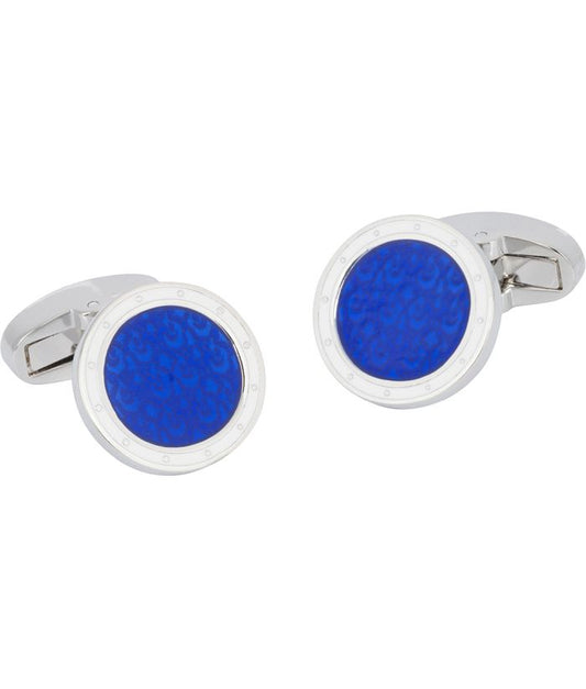 Pacific Silk Round Blue Cufflinks
