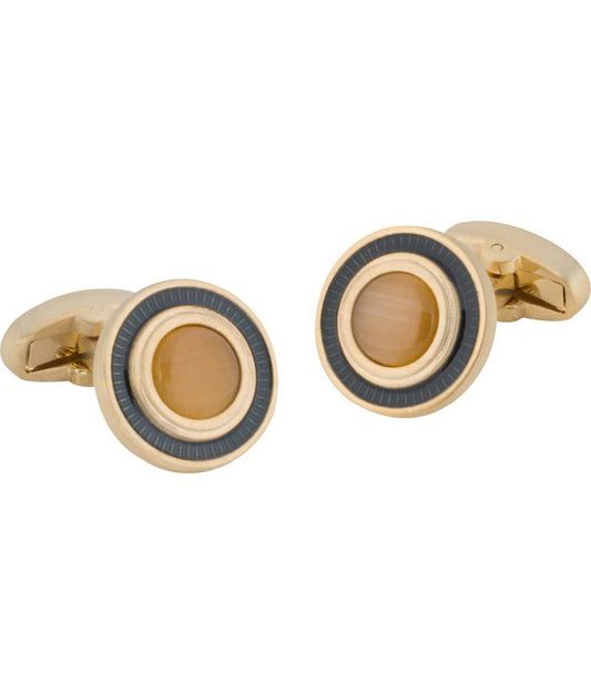 Pacific Silk Brushed Gold/Navy Viridity Cufflinks