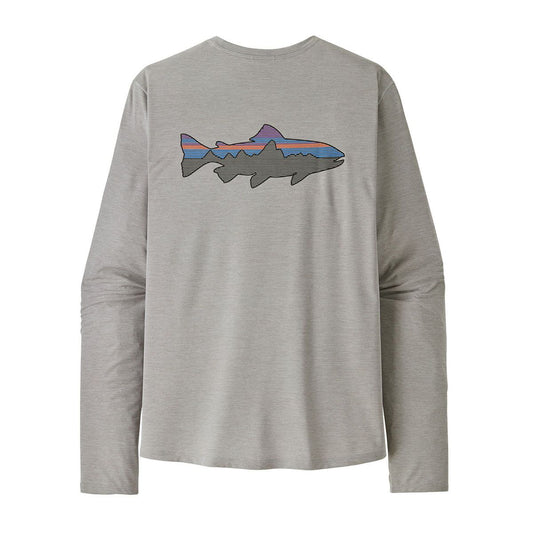 Patagonia Mens L/S Cap Cool Sun Shirt in Fitz Roy Trout:Crisp Grey