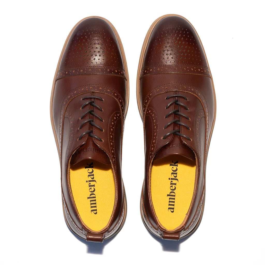 Amberjack The Cap Toe Full Grain Leather Dress Shoe in Chestnut