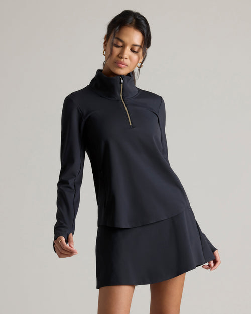 Womens Rhone Course to Court Quarter Zip in Black