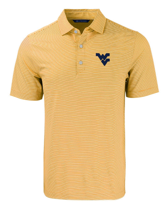 WVU Cutter & Buck Forge Eco Double Stripe Stretch Polo in College Gold