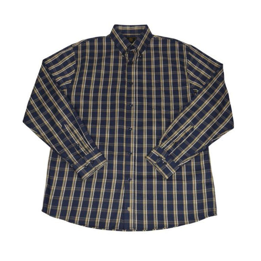 F/X Fusion Woven Sportshirt in Navy/Tan Textured Plaid