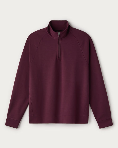 Rhone Mens Dreamstate Quarter Zip in Bordeaux Red