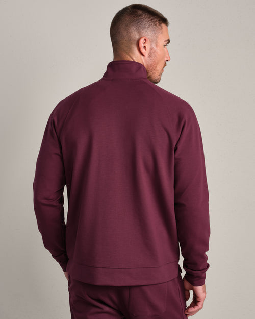 Rhone Mens Dreamstate Quarter Zip in Bordeaux Red
