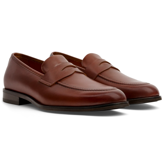 Amberjack Duke Full Grain Leather Penny Loafer in Chestnut