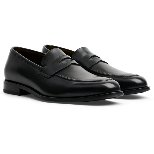 Amberjack Duke Full Grain Leather Penny Loafer in Obsidian