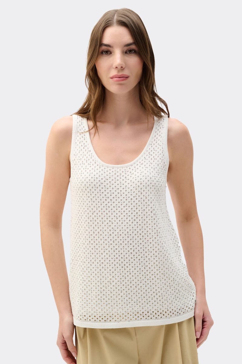 Womens Joseph Ribkoff Embellished Knit Camisole in Vanilla