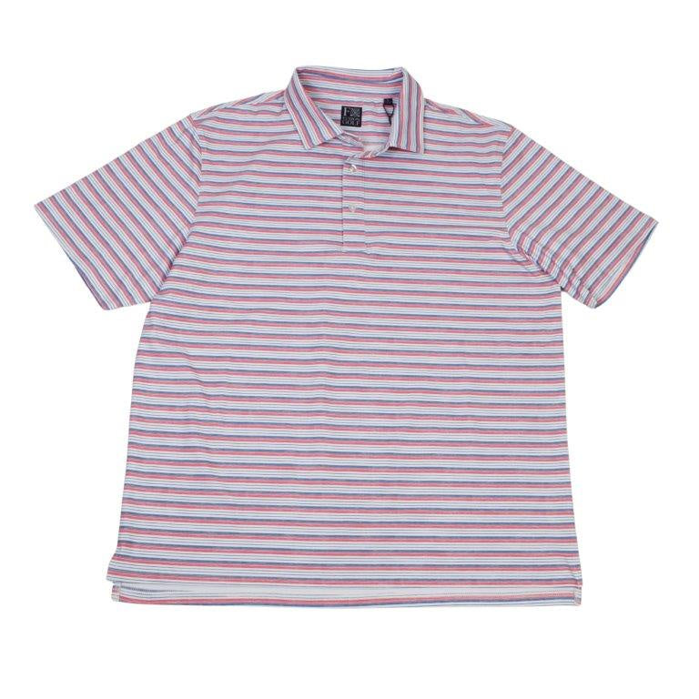 F/X Fusion Printed Performance Polo in Blue/Coral Stripe