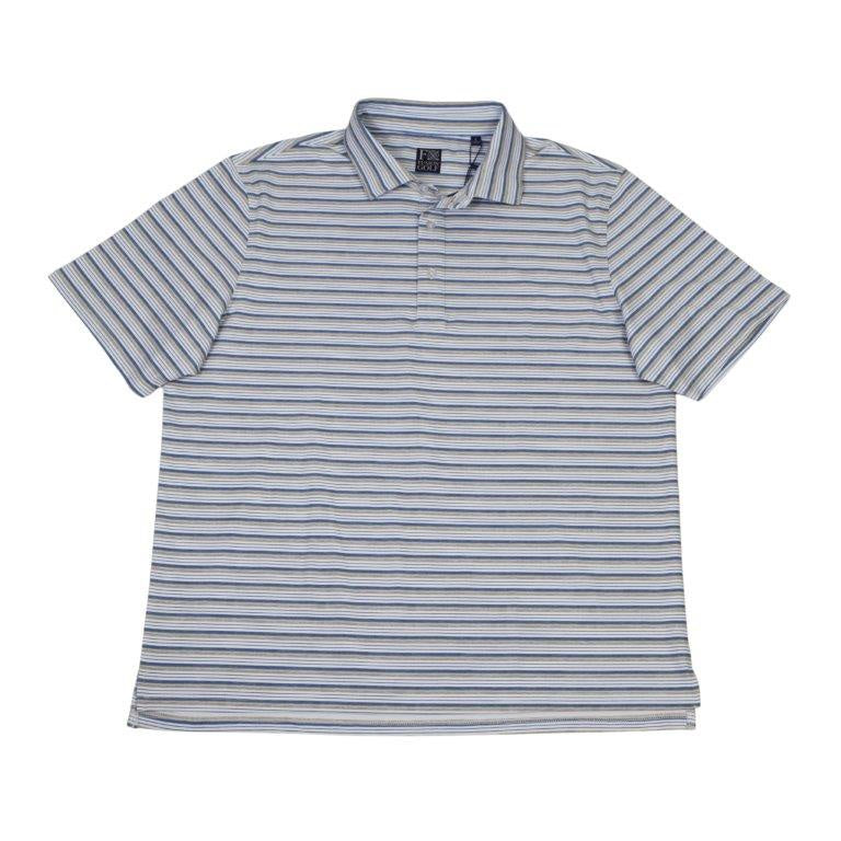 F/X Fusion Printed Performance Polo in Blue/Tan Stripe